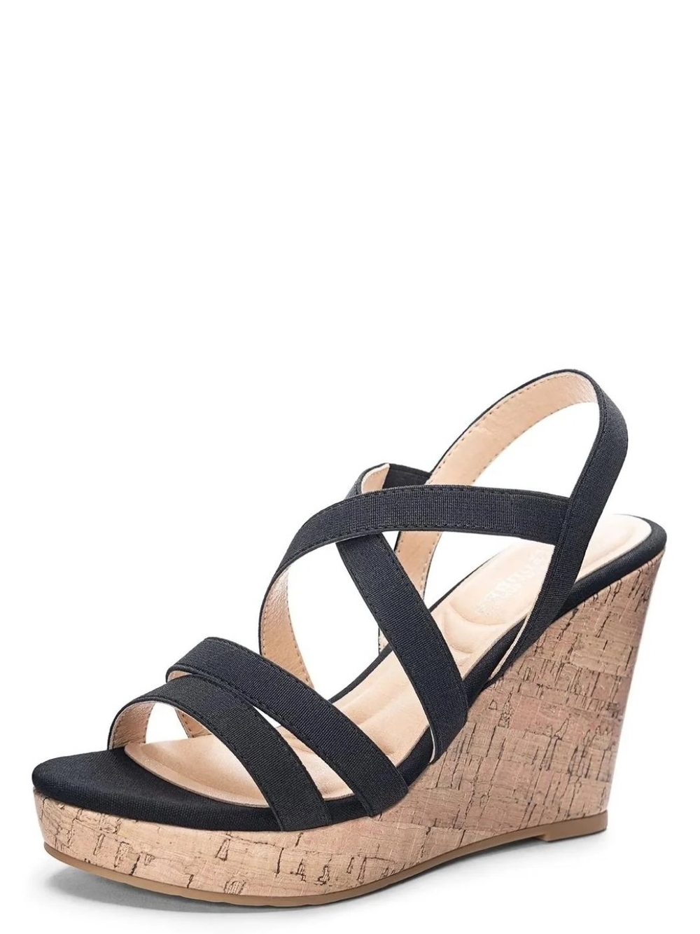 CL by LAUNDRY Black Strappy Cork Wedges